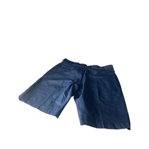 Mens Blue Work Uniform Shorts 34x10 Flat Front Casual